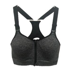 VS PINK Active, Seamless Air High-Impact Sports Bra, Zipper Grey, Size Small